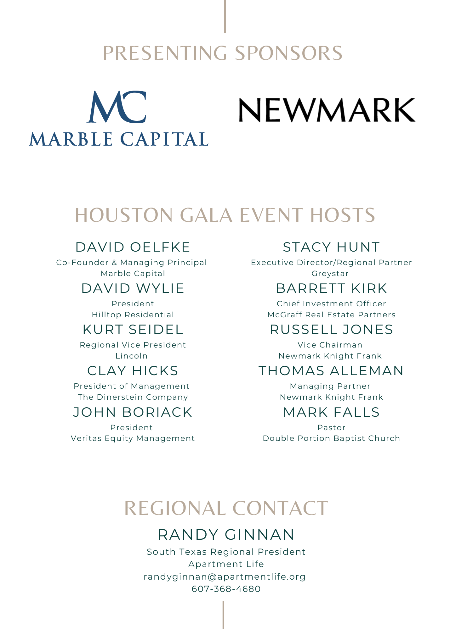Houston Gala sponsors and hosts